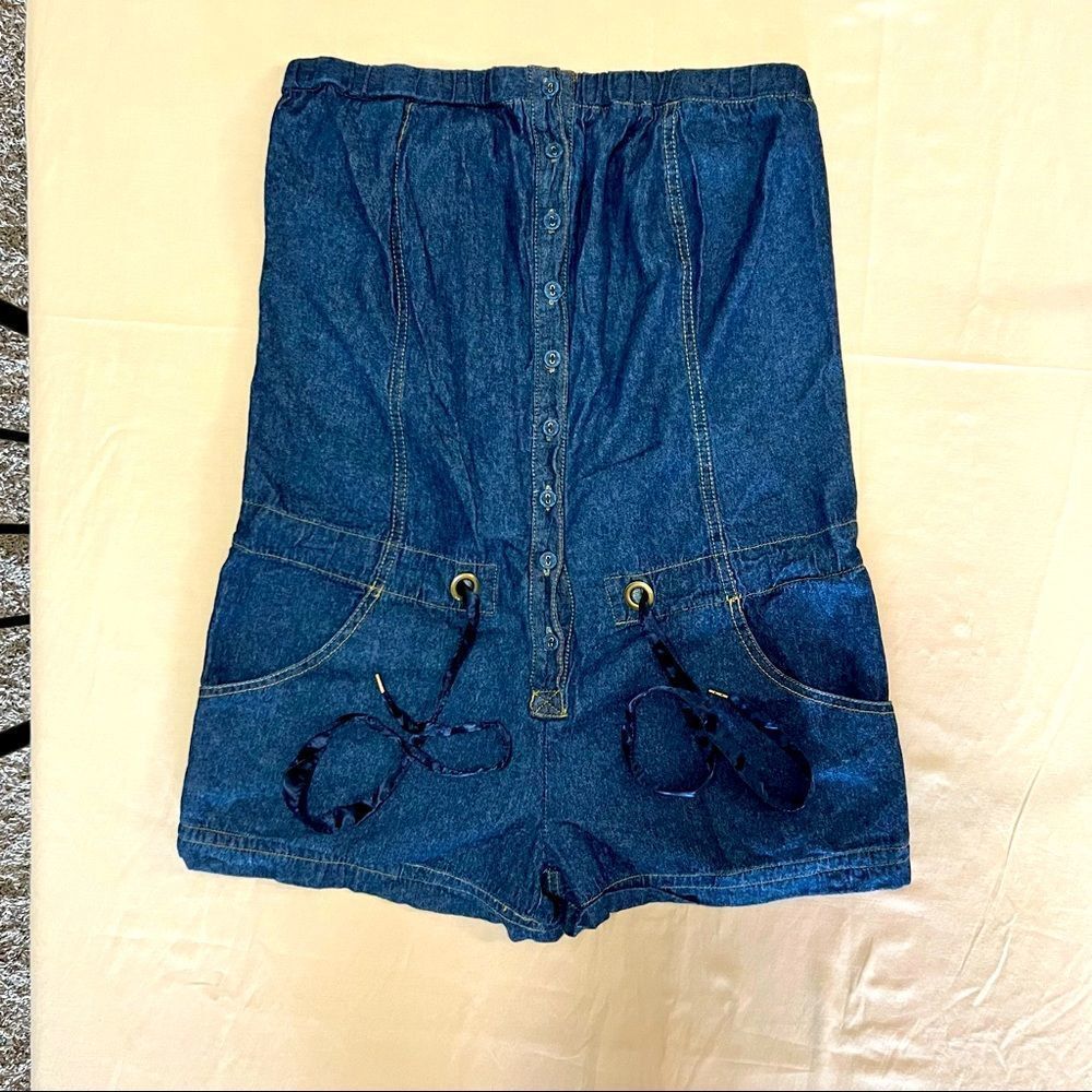 Miss LiLi Dark blue jean bodysuit in a size 11